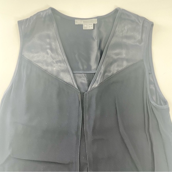 Vince Navy Blue V Neck Matte and Shine Sheath dress style v146750404 size XS - Picture 7 of 12